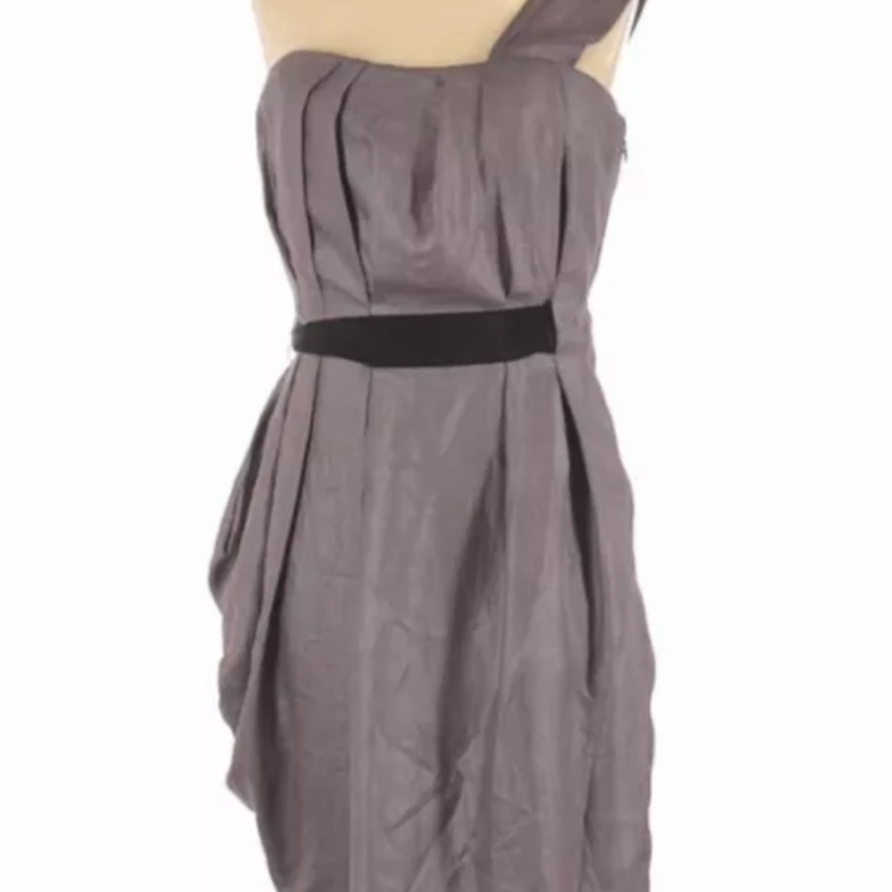Max and Cleo purple gray dress XS 2 One Shoulder Beautiful RARE HTF GORGEOUS